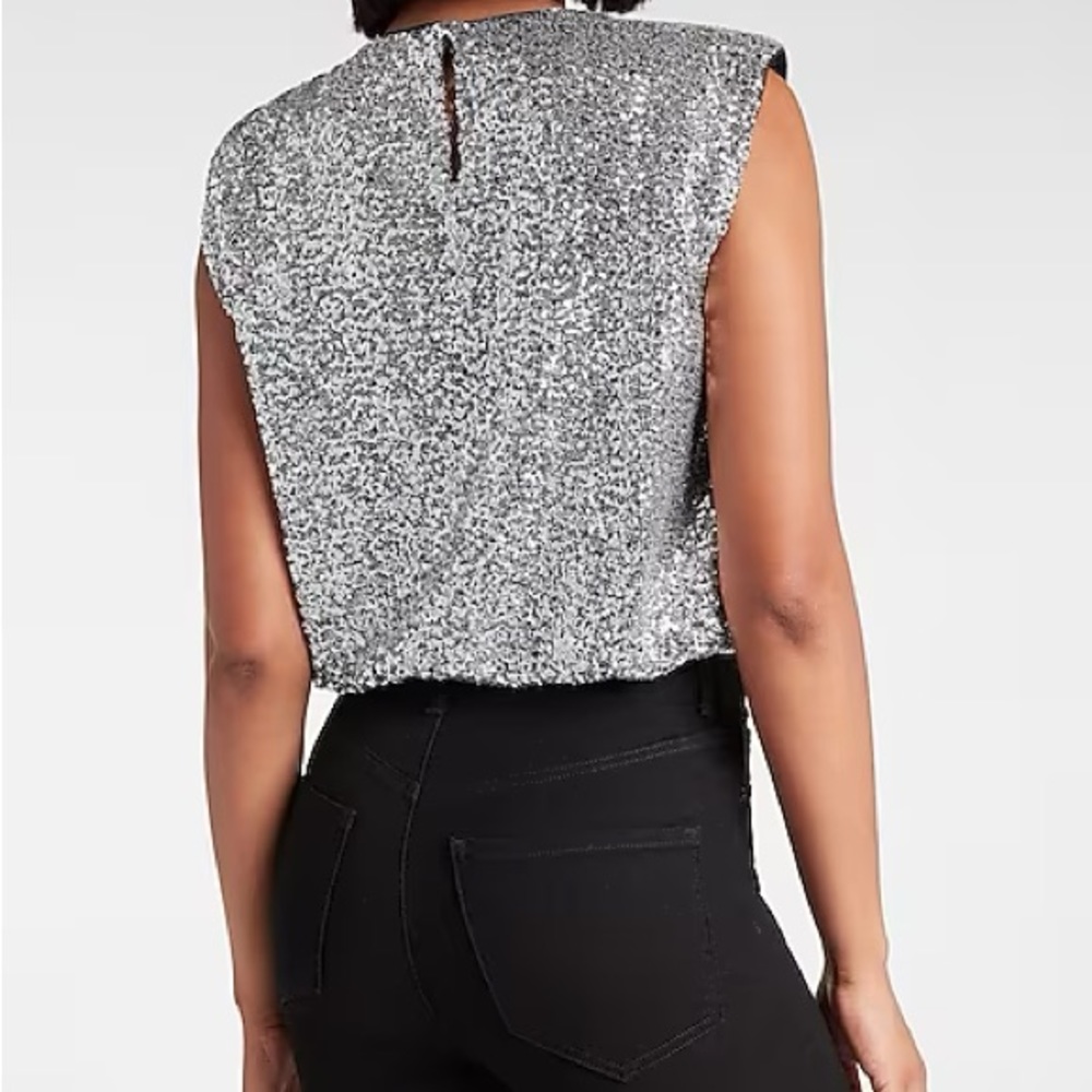 Express Sequin Rushed Top - Picture 2 of 6